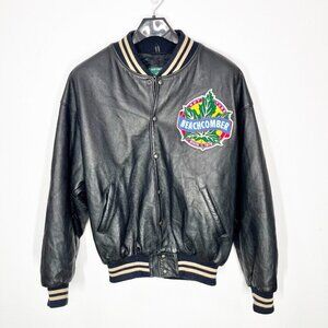 Roots Canada Vintage Mens leather Bomber varsity jacket Size XXL Beachcomber
